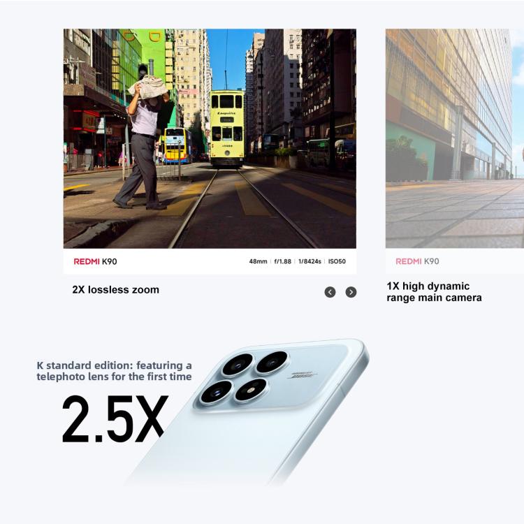 شاومي ريدمي K90، 16GB+512GB، شاشة 6.59 بوصة، Xiaomi HyperOS 3، سناب دراجون 8 إيليت ثماني النواة، NFC، شبكة: 5G، 16GB+512GB
