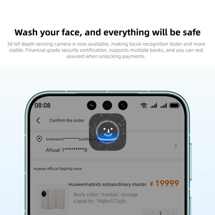 هواوي ميت 80، 12 جيجابايت + 512 جيجابايت، بصمة جانبية، 6.75 بوصة HarmonyOS 6.0 كيرين 9020، NFC، OTG، لا يدعم جوجل بلاي، 12 جيجابايت + 512 جيجابايت