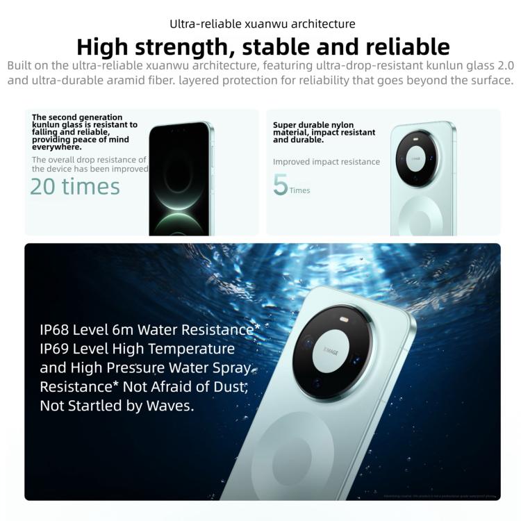 هواوي ميت 80، 16 جيجابايت + 512 جيجابايت، بصمة جانبية، 6.75 بوصة HarmonyOS 6.0 كيرين 9020، NFC، OTG، لا يدعم جوجل بلاي، 16 جيجابايت + 512 جيجابايت