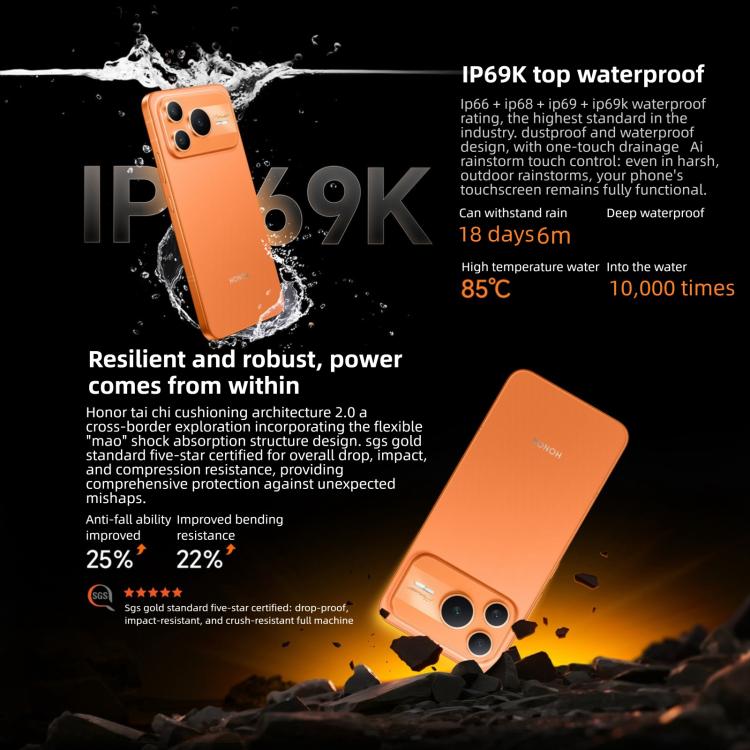 هونر Power2، 12GB+512GB، بطارية 10080mAh، شاشة 6.79 بوصة MagicOS 10.0 / أندرويد 16، معالج Dimensity 8500 Elite ثماني النواة، شبكة: 5G، NFC، OTG، 12GB+512GB