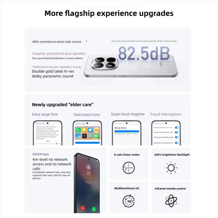 شاومي ريدمي نوت 15 برو 5G، 8 جيجابايت + 256 جيجابايت، شاشة 6.83 بوصة شاومي هايبر أو إس 2 ديمينسيتي 7400-ألترا ثماني النواة، شبكة: 5G، NFC، 8 جيجابايت + 256 جيجابايت