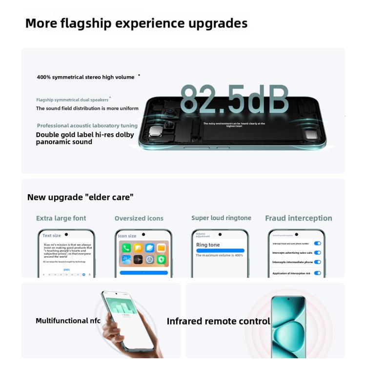 شاومي ريدمي نوت 15 برو+ 5G، 12GB+256GB، شاشة 6.83 بوصة، شاومي HyperOS 2، سناب دراجون 7s الجيل الرابع ثماني النواة، شبكة: 5G، NFC، 12GB+256GB