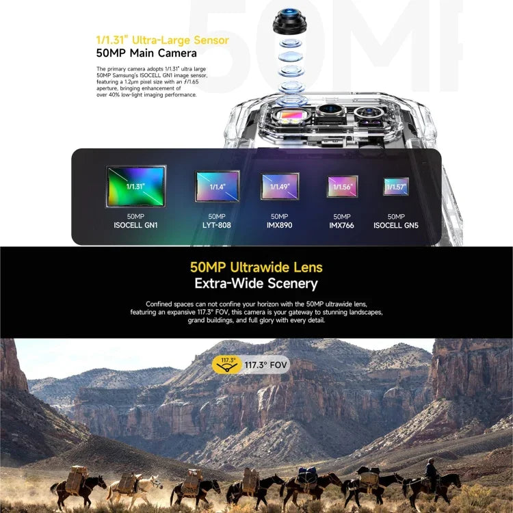 هاتف Ulefone Armor 27 Pro المتين، 12GB+256GB، رؤية ليلية، بطارية 10600mAh، شاشة 6.78 بوصة أندرويد 14 معالج MediaTek Dimensity 6300 ثماني النواة، شبكة: 5G، NFC، Armor 27 Pro