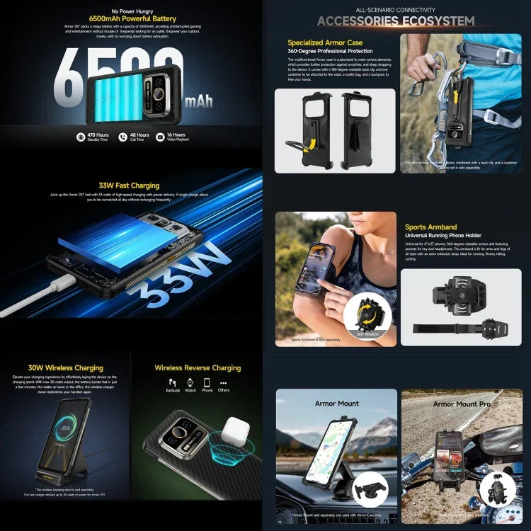 هاتف Ulefone Armor 25T المتين، 6GB+256GB، تصوير حراري، شاشة 6.78 بوصة أندرويد 14 معالج MediaTek Helio G99 ثماني النواة، شبكة: 4G، NFC، OTG، Armor 25T