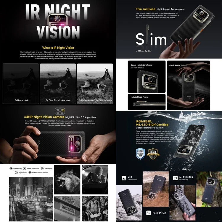هاتف Ulefone Armor 25T المتين، 6GB+256GB، تصوير حراري، شاشة 6.78 بوصة أندرويد 14 معالج MediaTek Helio G99 ثماني النواة، شبكة: 4G، NFC، OTG، Armor 25T