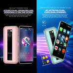 التعرف على الوجه، شاشة 3.46 بوصة أندرويد 9.0 MTK6739CW رباعي النواة حتى 1.28GHz، شريحتي اتصال، بلوتوث، واي فاي، GPS، شبكة 4G، 3GB+64GB