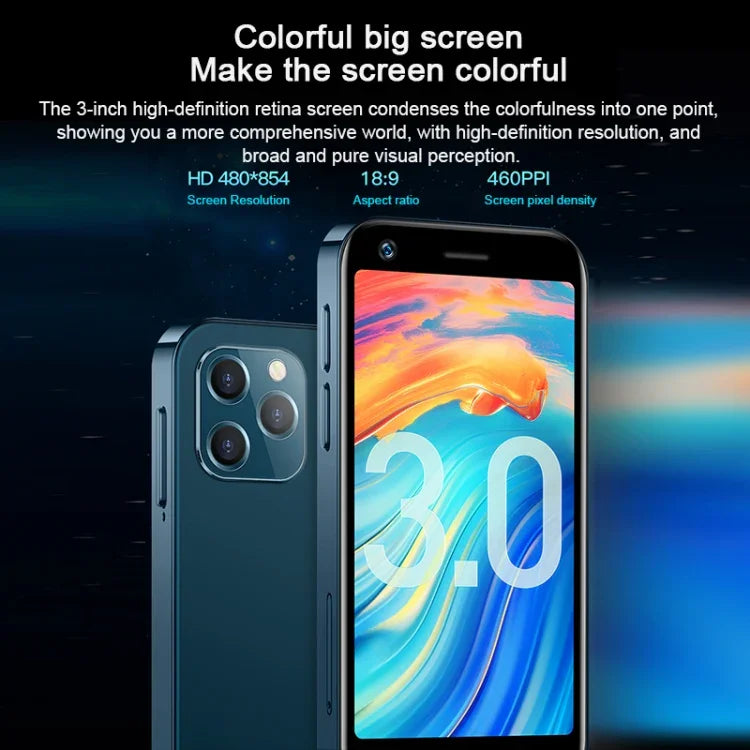 SOYES XS12، 3GB+32GB، شاشة 3.0 بوصة، أندرويد 9.0، MTK6737M رباعي النواة حتى 1.1GHz، بلوتوث، واي فاي، FM، شبكة: 4G، شريحتي اتصال، 3GB+32GB