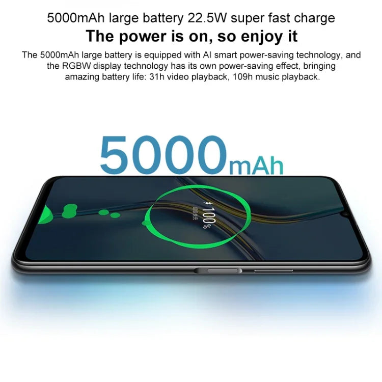 كاميرتان خلفيتان، التعرف على بصمة الإصبع الجانبية، بطارية 5000mAh، شاشة 7.09 بوصة Magic UI 5.0 (Android R) Dimensity 900 ثماني النواة حتى 2.4GHz، شبكة 5G، NFC، لا يدعم Google Play، X30 Max 5G 8GB+128GB