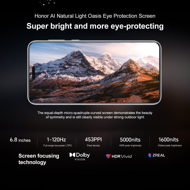 هاتف Honor Magic7 Pro، 16GB+512GB، بصمة شاشة، شاشة 6.8 بوصة، MagicOS 9.0 / أندرويد 15، معالج Snapdragon 8 Elite 3nm ثماني النواة، شبكة 5G، NFC، OTG، لا يدعم Google Play، 16GB+512GB