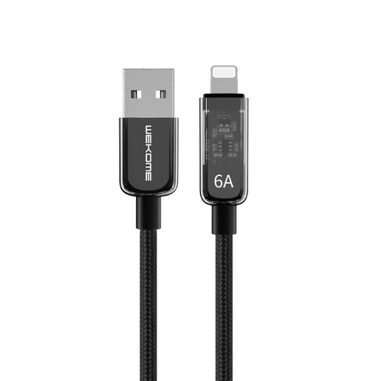 WK WDC-180 كابل بيانات شحن سريع شفاف USB إلى 8 دبابيس من سلسلة بايونير 6A، الطول: 1م، USB إلى 8 دبابيس