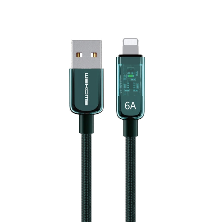 WK WDC-180 كابل بيانات شحن سريع شفاف USB إلى 8 دبابيس من سلسلة بايونير 6A، الطول: 1م، USB إلى 8 دبابيس