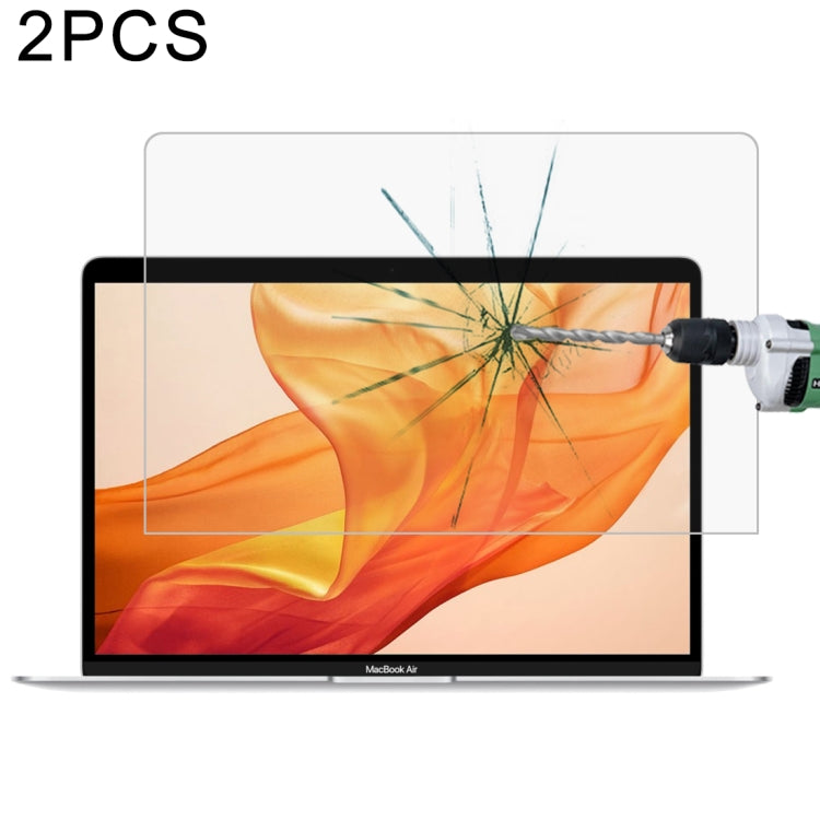 2 قطعة فيلم زجاجي مقسى مقاوم للانفجار بصلابة سطح 9H وسمك 0.26 مم لجهاز MacBook Air 13.3 (2018)