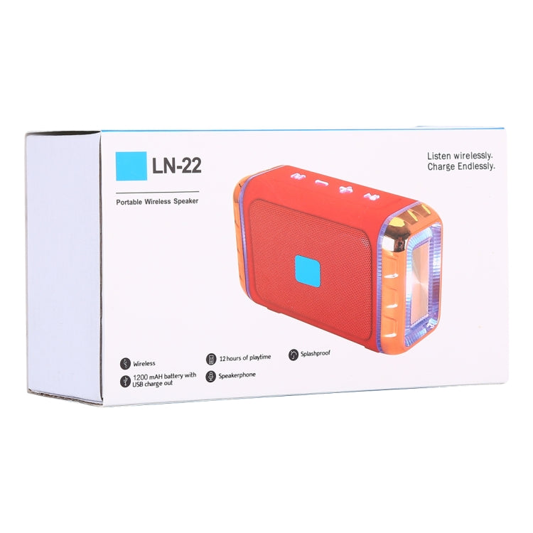 مكبر صوت لاسلكي محمول LN-22 DC 5V مع مكالمات بدون استخدام اليدين وضوء LED ملون مزدوج، يدعم USB وبطاقة TF و3.5 مم AUX، LN-22