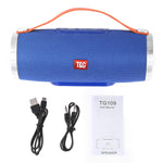 مكبر صوت ستيريو بلوتوث لاسلكي محمول T&G TG109 V4.2 مع مقبض، ميكروفون مدمج، يدعم مكالمات بدون استخدام اليدين وبطاقة TF وAUX IN وراديو FM، TG109
