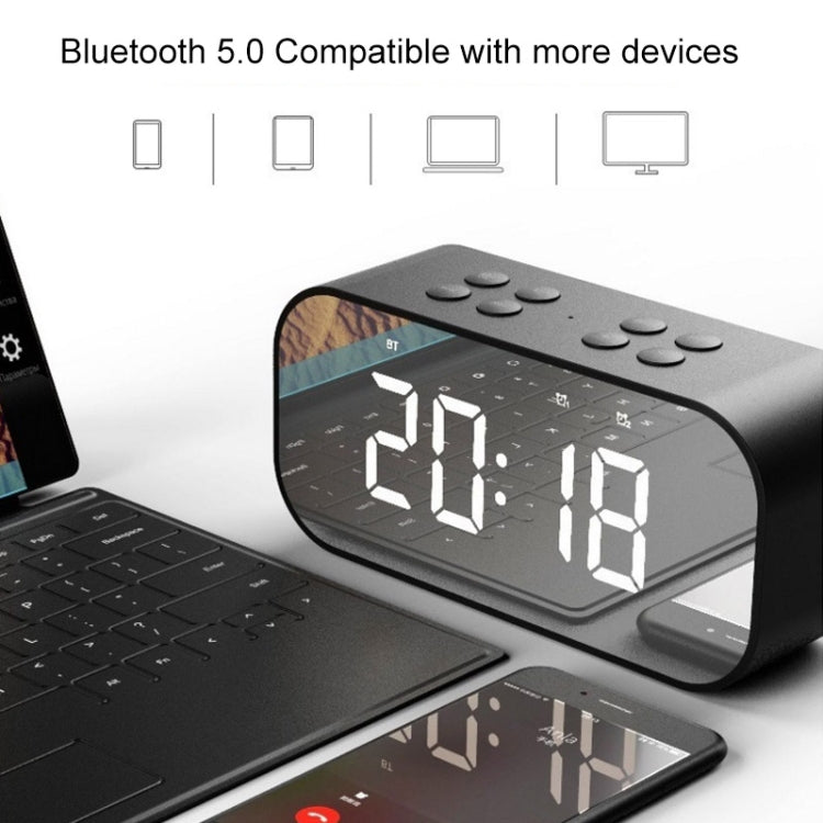 مكبر صوت صغير AEC BT501 بتقنية Bluetooth 5.0 مع LED ومنبه وساعة ومرآة، يدعم بطاقة TF بسعة 32 جيجابايت، BT501