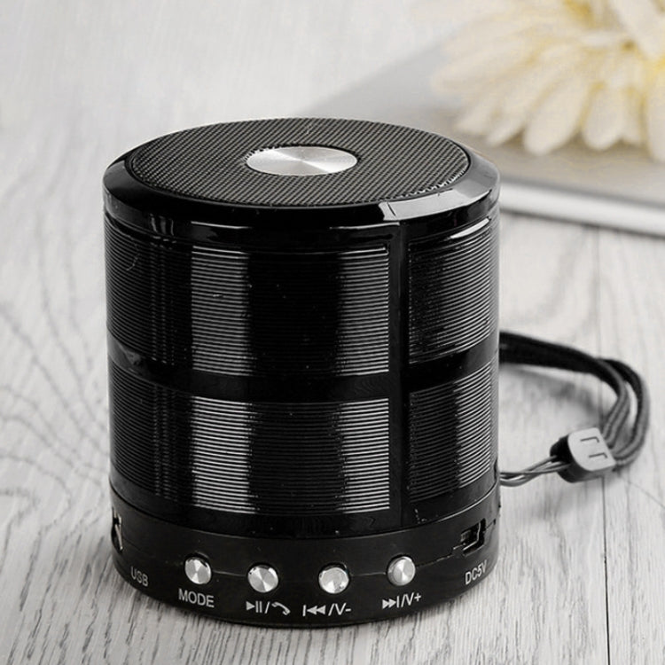 مكبر صوت Bluetooth طراز WS-887 مع حبل معصم، يدعم المكالمات بدون استخدام اليدين وراديو FM وقرص U وبطاقة TF ومدخل AUX