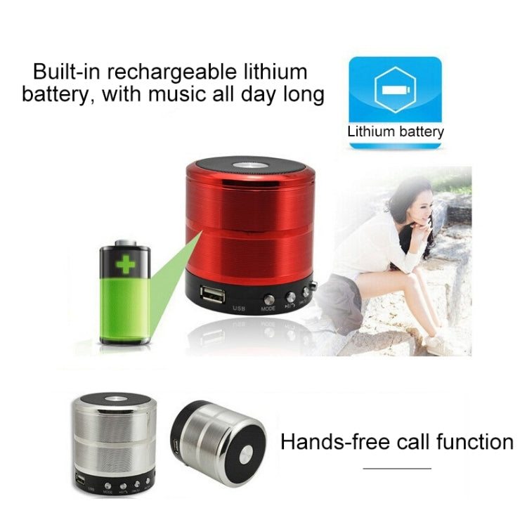 مكبر صوت Bluetooth طراز WS-887 مع حبل معصم، يدعم المكالمات بدون استخدام اليدين وراديو FM وقرص U وبطاقة TF ومدخل AUX