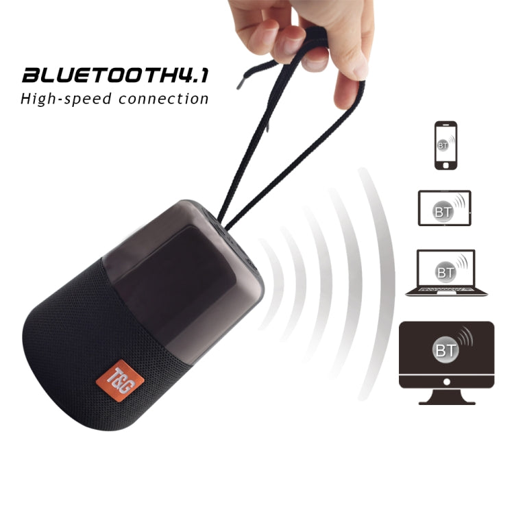 مكبر صوت ستيريو لاسلكي محمول T&G TG168 بتقنية Bluetooth V5.0 مع مقبض، ميكروفون مدمج، يدعم إضاءة LED متوهجة وبطاقة TF وقرص U ومدخل AUX وراديو FM، TG168