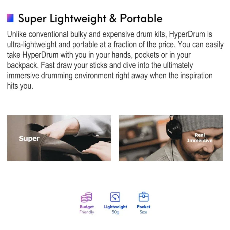 آلة طبول افتراضية ذكية محمولة Hyperdrum مع استشعار حركي، آلة طبول افتراضية Hyperdrum
