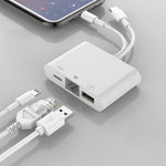 محول NK-107 Pro 3 في 1 USB-C / Type-C + 8 دبابيس ذكر إلى USB + RJ45 + 8 دبابيس شحن أنثى، NK-107 Pro