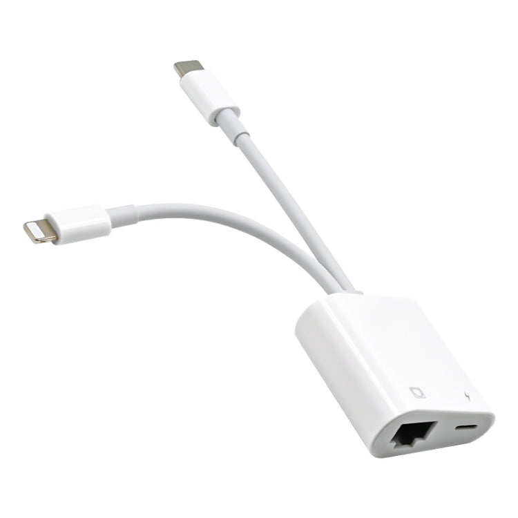 محول NK-1035 Pro 2 في 1 USB-C / Type-C + 8 دبابيس ذكر إلى RJ45 + 8 دبابيس شحن أنثى، NK-1035 Pro