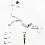 محول NK-1035 Pro 2 في 1 USB-C / Type-C + 8 دبابيس ذكر إلى RJ45 + 8 دبابيس شحن أنثى، NK-1035 Pro
