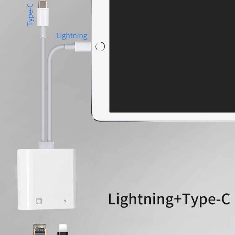 محول NK-1035 Pro 2 في 1 USB-C / Type-C + 8 دبابيس ذكر إلى RJ45 + 8 دبابيس شحن أنثى، NK-1035 Pro