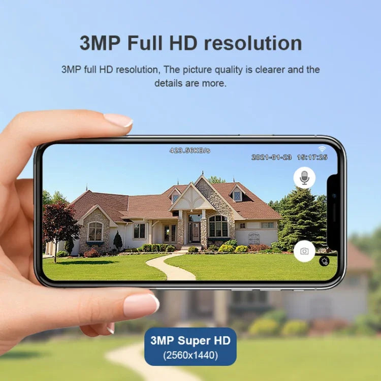 كاميرا IP لاسلكية مقاومة للماء QX55 بدقة 3.0 مليون بكسل IP65 2.4G، تدعم كشف الحركة والصوت ثنائي الاتجاه والرؤية الليلية وبطاقة TF، قابس أوروبي، QX55