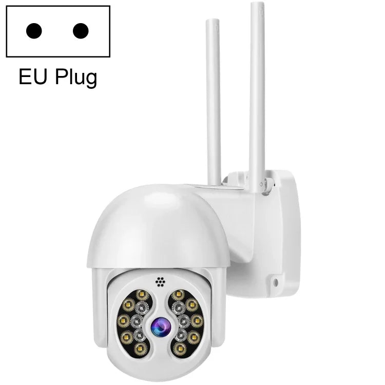كاميرا IP لاسلكية مقاومة للماء Tuya QX56 بدقة 3.0 مليون بكسل IP66 2.4G، تدعم Amazon Alexa وGoogle Home وكشف الحركة والصوت ثنائي الاتجاه والرؤية الليلية الملونة الكاملة وبطاقة TF، قابس أوروبي، تدعم Amazon Alexa وGoogle Home