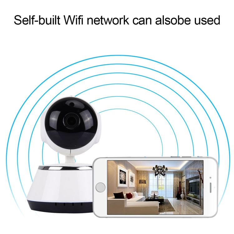 كاميرا IP ذكية لاسلكية V380 HD بدقة 1280 × 720 بكسل 1.0 ميجابكسل قابلة للدوران 360 درجة، تدعم بطاقة TF، صوت ثنائي الاتجاه، V380