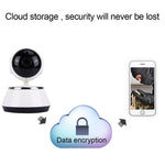 كاميرا IP ذكية لاسلكية V380 HD بدقة 1280 × 720 بكسل 1.0 ميجابكسل قابلة للدوران 360 درجة، تدعم بطاقة TF، صوت ثنائي الاتجاه، V380