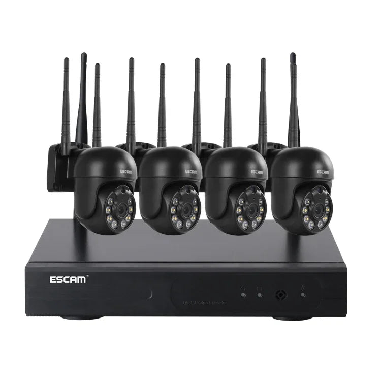 نظام أمان NVR لاسلكي ESCAM WNK614 بدقة 3.0 مليون بكسل مع 8 قنوات لاسلكية + 4 كاميرات IPC، قابس أسترالي، WNK614