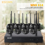 نظام أمان NVR لاسلكي ESCAM WNK614 بدقة 3.0 مليون بكسل مع 8 قنوات لاسلكية + 4 كاميرات IPC، قابس أسترالي، WNK614