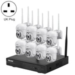 نظام أمان NVR لاسلكي ESCAM WNK718 بدقة 3.0 مليون بكسل مع 8 قنوات لاسلكية + 8 كاميرات IPC، قابس بريطاني، WNK718