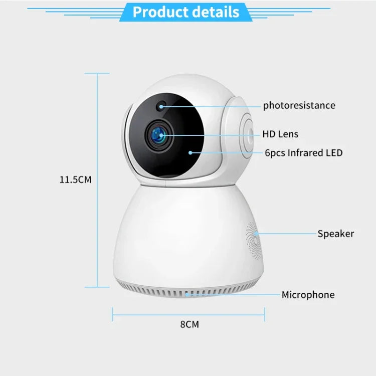 كاميرا IP ذكية YT24 V380 بدقة 1.0 ميجابكسل مع تحكم بان/تيلت واي فاي، تدعم بطاقة TF / صوت ثنائي الاتجاه / كشف الحركة / رؤية ليلية، YT24 1.0MP
