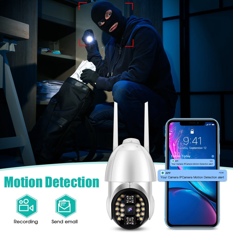 كاميرا واي فاي بانورامية PTZ بدقة 1080P QX33 تدور 360 درجة، تدعم الرؤية الملونة ليلاً ونهاراً، اتصال صوتي ثنائي الاتجاه، إنذار كشف حركة، تشغيل فيديو، بطاقة TF بسعة 64 جيجابايت، قابس أسترالي، QX33