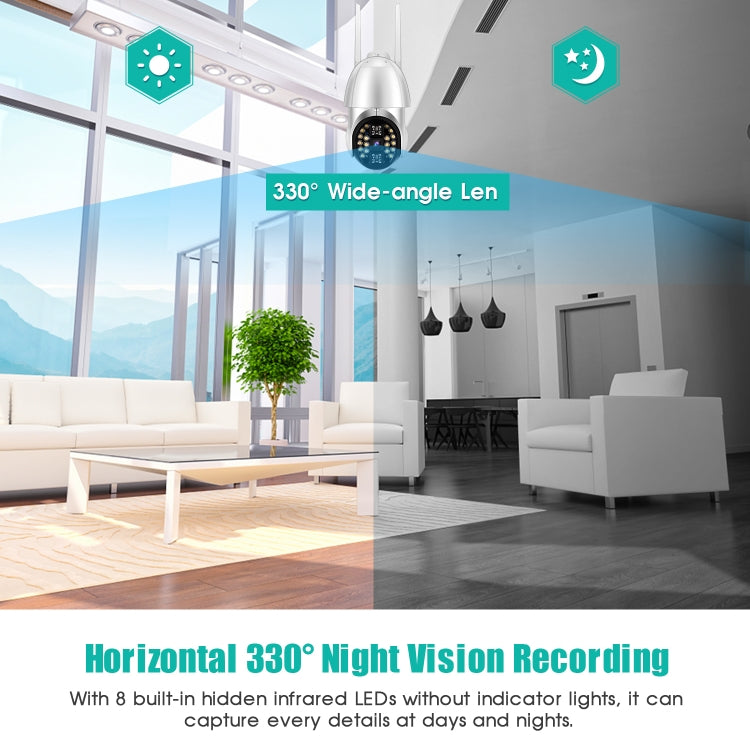 كاميرا واي فاي بانورامية PTZ بدقة 1080P QX33 تدور 360 درجة، تدعم الرؤية الملونة ليلاً ونهاراً، اتصال صوتي ثنائي الاتجاه، إنذار كشف حركة، تشغيل فيديو، بطاقة TF بسعة 64 جيجابايت، قابس أسترالي، QX33
