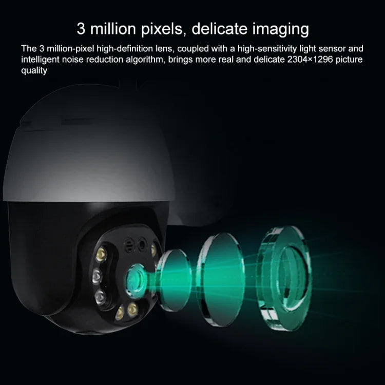 كاميرا QX36 1080P 3.0MP عدسة 3.6 مم IP65 مقاومة للماء PTZ دوارة 360 درجة واي فاي، تدعم ألوان كاملة نهاراً وليلًا، صوت ثنائي الاتجاه، كشف حركة بشري، تشغيل فيديو، بطاقة TF بسعة 128 جيجابايت، قابس أسترالي، QX36