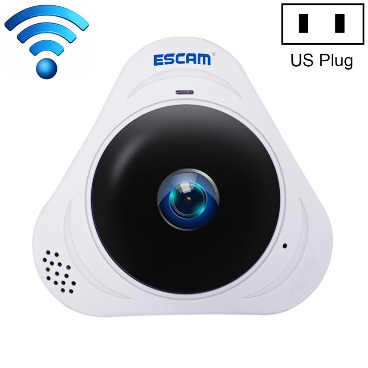 كاميرا IP واي فاي ESCAM Q8 بدقة 960P وعدسة عين السمكة بزاوية 360 درجة 1.3 ميجابكسل، تدعم كشف الحركة والرؤية الليلية، مسافة الأشعة تحت الحمراء: 5-10 أمتار، قابس أسترالي، Q8 قابس أمريكي، Q8 قابس أسترالي، Q8 قابس أوروبي، Q8 قابس بريطاني