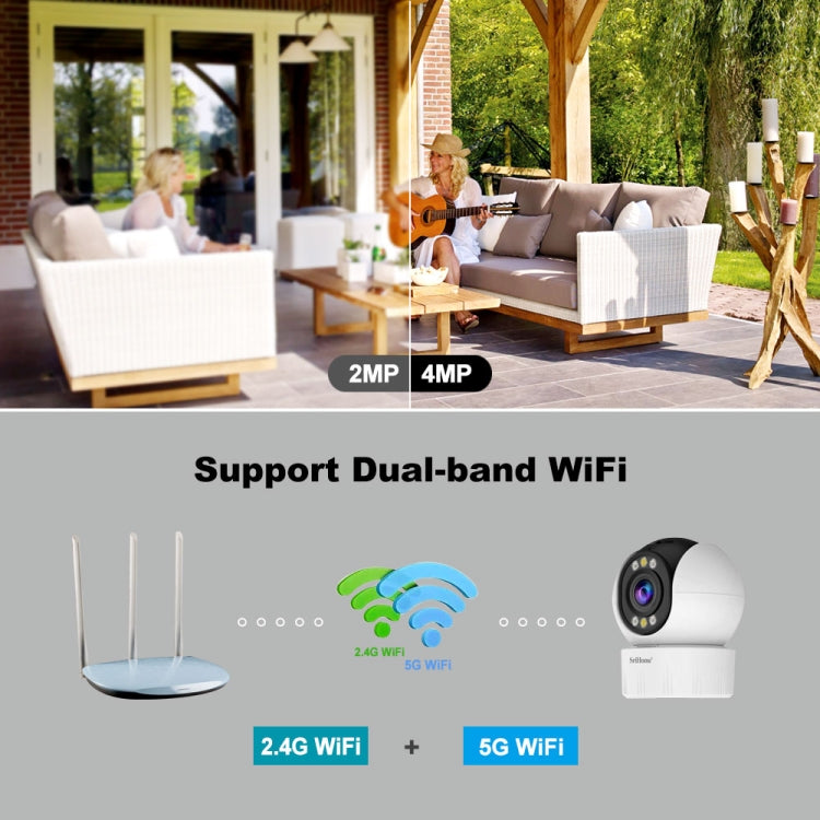 نظام كاميرا أمان منزلية لاسلكية SriHome SH046 بدقة 4.0 مليون بكسل FHD واستهلاك منخفض للطاقة، SH046