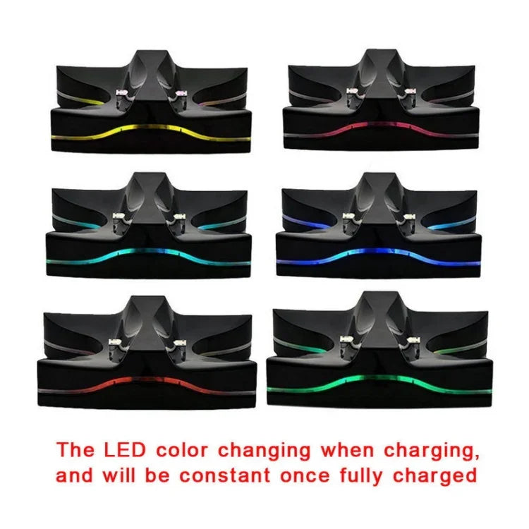 قاعدة شحن USB مزدوجة بشكل UFO خاص / حامل شحن جهاز التحكم لأجهزة PS4 بلايستيشن 4 مع أضواء LED متعددة الألوان، لـ PS