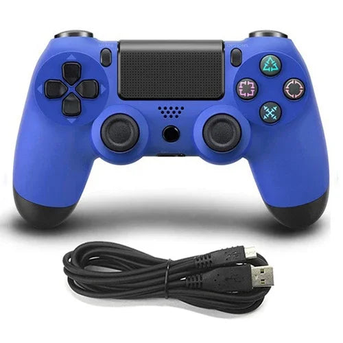يد تحكم ألعاب سلكية لجهاز Sony PS4، أزرق، أبيض، أسود
