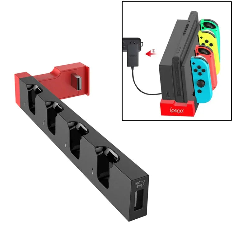 قاعدة شحن وحامل يد تحكم لعبة iPega PG-9186 مع مؤشر لجهاز Nintendo Switch Joy-Con، PG-9186