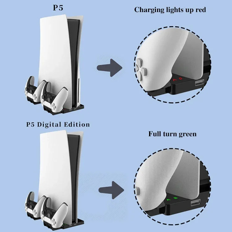 حامل شحن عمودي بقاعدة مع مقبض لجهاز PS5، iPlay HBP-269
