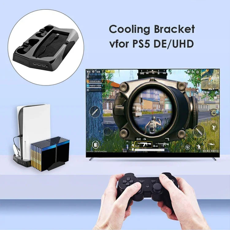 قاعدة مروحة تبريد وشحن متعددة الوظائف مع صينية تخزين لجهاز PS5 De / UHD من KJH P5-010-2، KJH P5-010-2