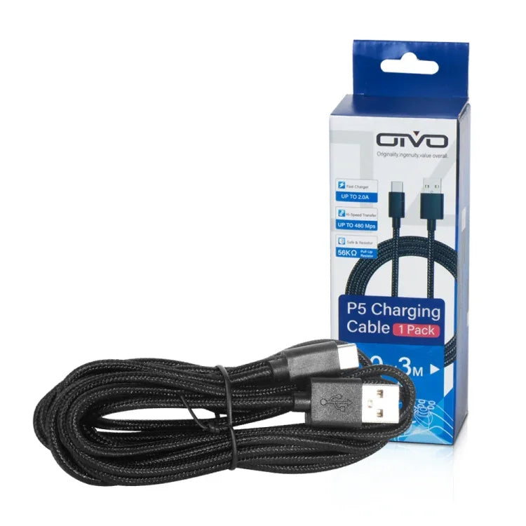 كابل شحن وبيانات USB Type-C بطول 3 أمتار 1A من OIVO طراز IV-P5229 لجهاز PS5 / سويتش برو / إكس بوكس سيريس، IV-P5229