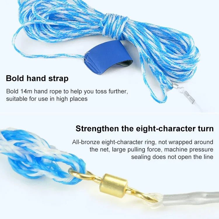 American Easy Throw Cast Net Fishing Mesh Fishing Tackle, 1.2m Tire Cords, 1.2m Monofilament, 1.5m Tire Cords, 1.5m Monofilament