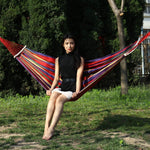 Outdoor Rollover-resistant Single Person Canvas Hammock Portable Beach Swing Bed with Wooden Sticks, Size: 185 x 80cm, Size: 185 x 80cm, Size: 185 x 80cm(Red)