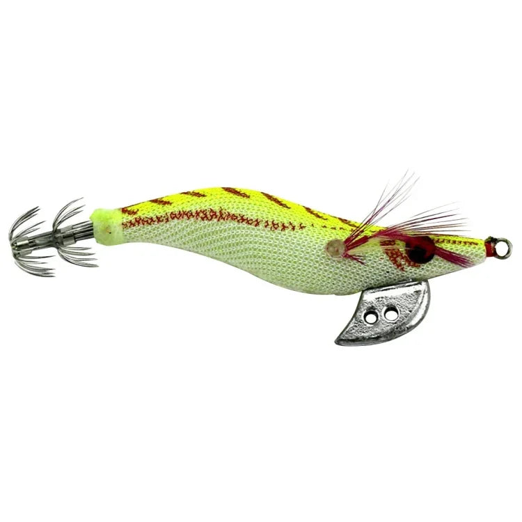 HENGJIA 8cm Plastic Hard Baits Squid Fishing Lures Decoy Wood Shrimp Baits, 1# (Magenta+Dark Red), 2# (Orange + Yellow), 3# (Yellow), 5# (Magenta), 6# (Orange)