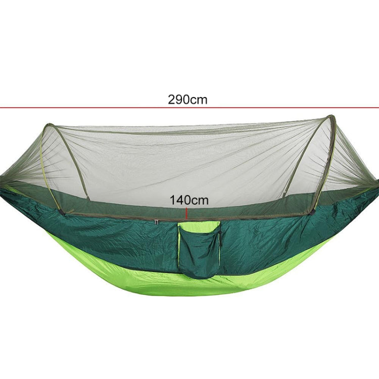 Portable Outdoor Camping Full-automatic Nylon Parachute Hammock with Mosquito Nets, Size : 290 x 140cm, 290x140cm Green, 290x140cm Blue, 290x140cm Orange, 290x140cm Camouflage, 290x140cm Army Green, 290x140cm Black, 290x140cm Dark Blue                 ...